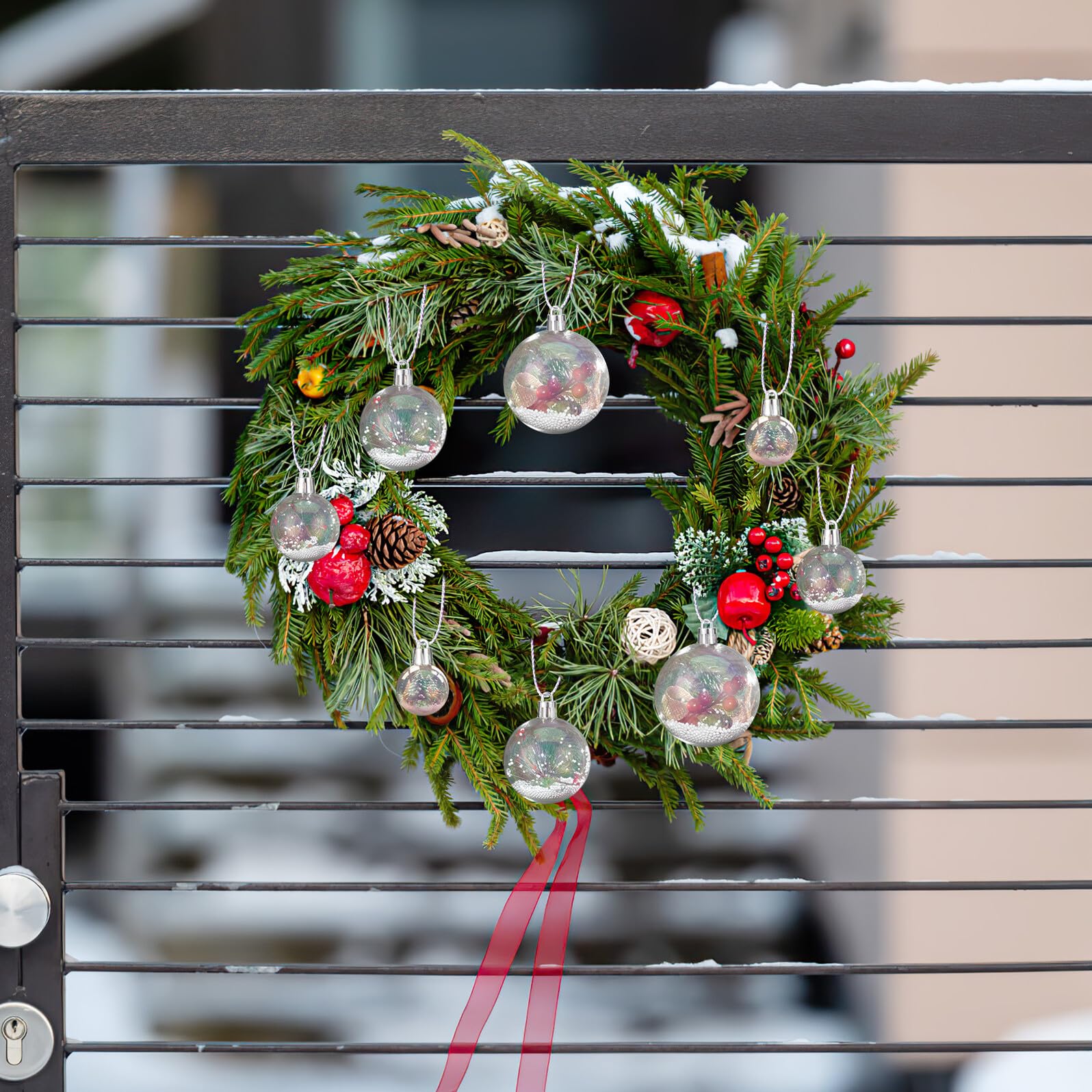 18pezzi Palline Di Natale Trasparenti in Plastica Resistente Da Appendere Per Albero Di Natale Decorazioni Per Scale e Feste Natalizie