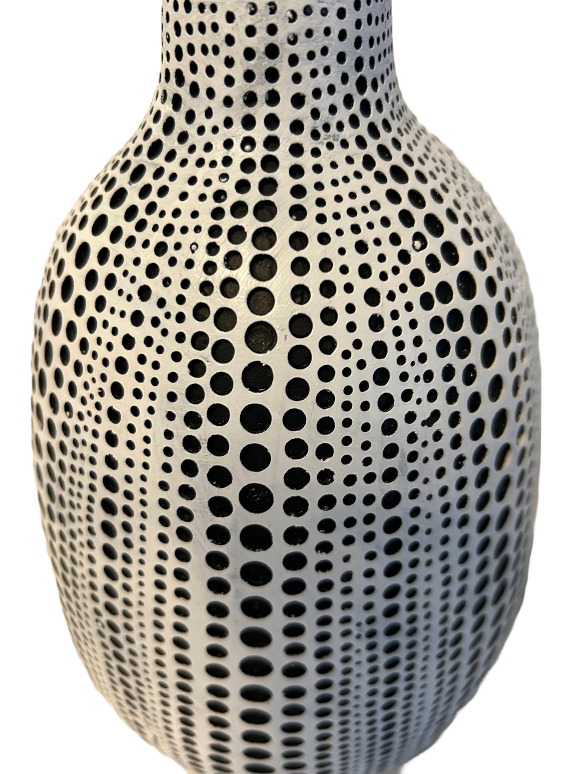 Vaso moderno a pois testurizzati in bianco e nero, bellezza imperfetta (bianco)