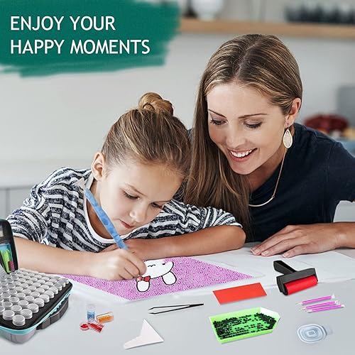 Miniatura 6 de AYIYUN Contenedores de almacenamiento de pintura de diamantes de 70 ranuras, accesorios y herramientas de arte de diamantes 5D, kit de accesorios de