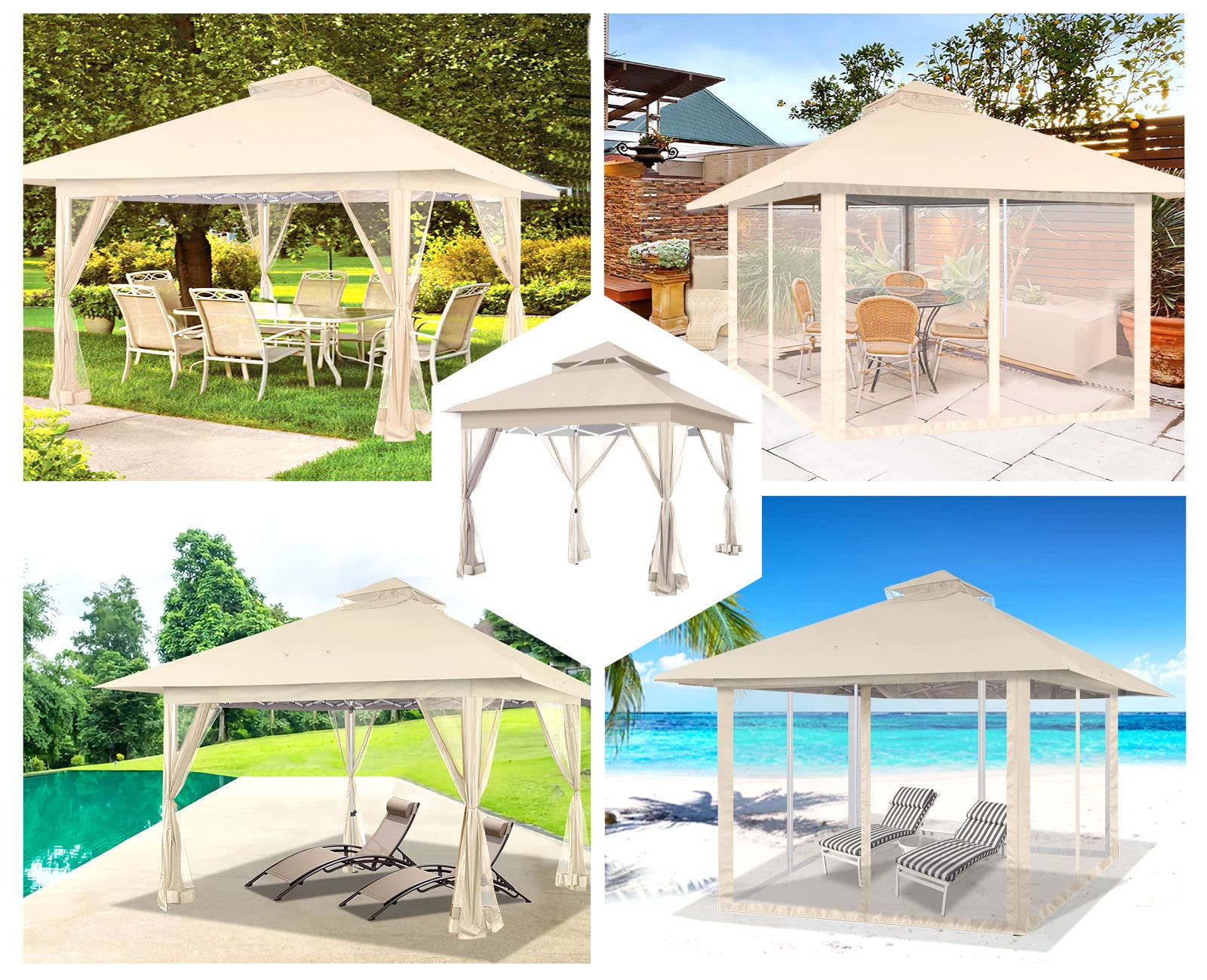 HOMASIS 4x4 M Pavillon – Höhenverstellbar, Wasserdicht Mit Doppeldach & Tragetasche