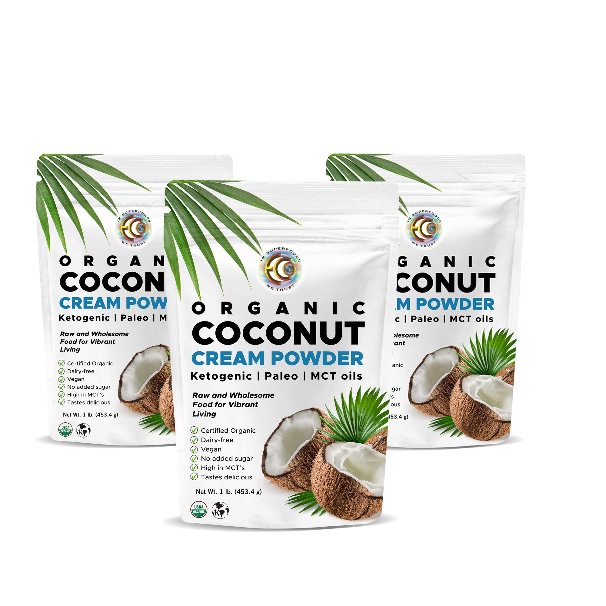 Earth Circle Organics - Organic Coconut Cream | Milk Powder, Perfect Keto Coffee Creamer - High in M
