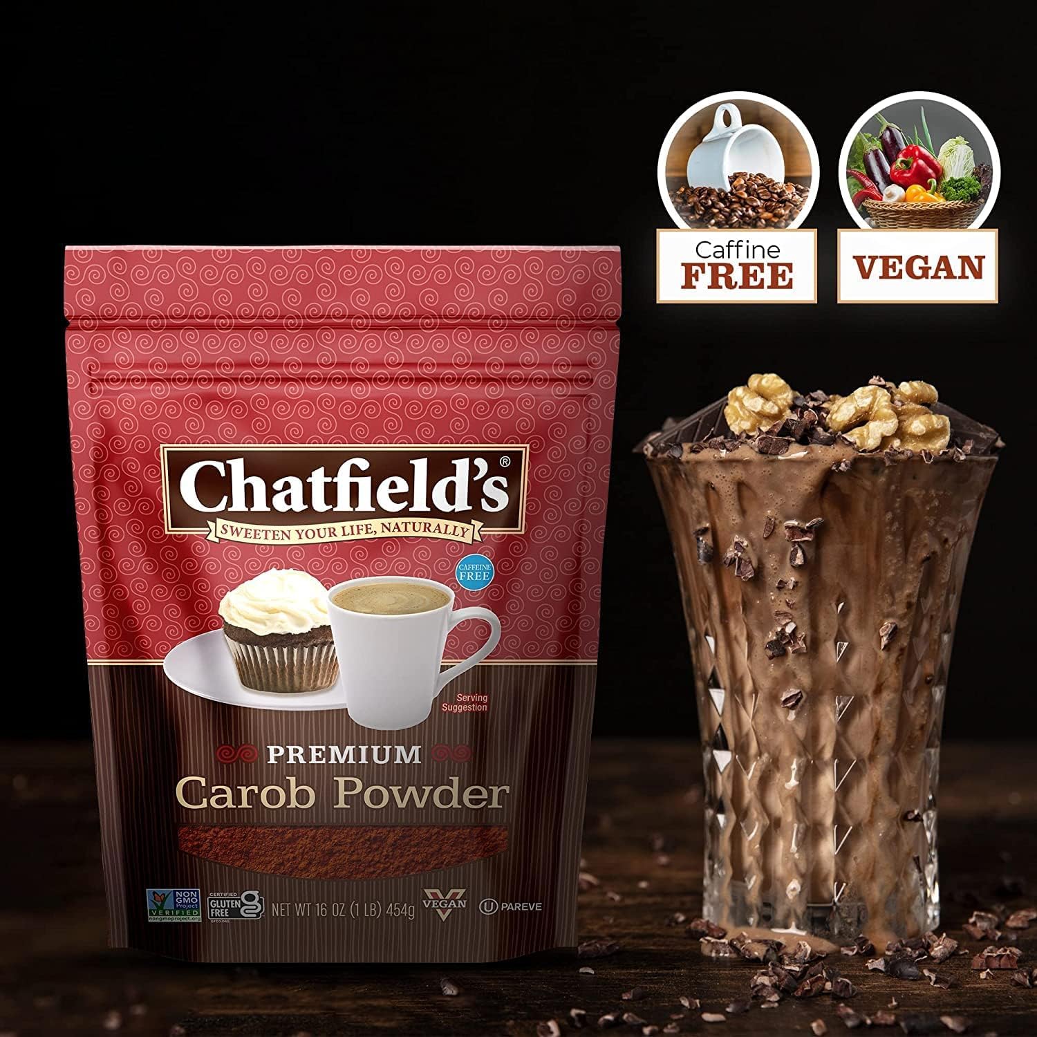 Chatfield's All Natural Carob Powder, Unsweetened, 16 Ounce