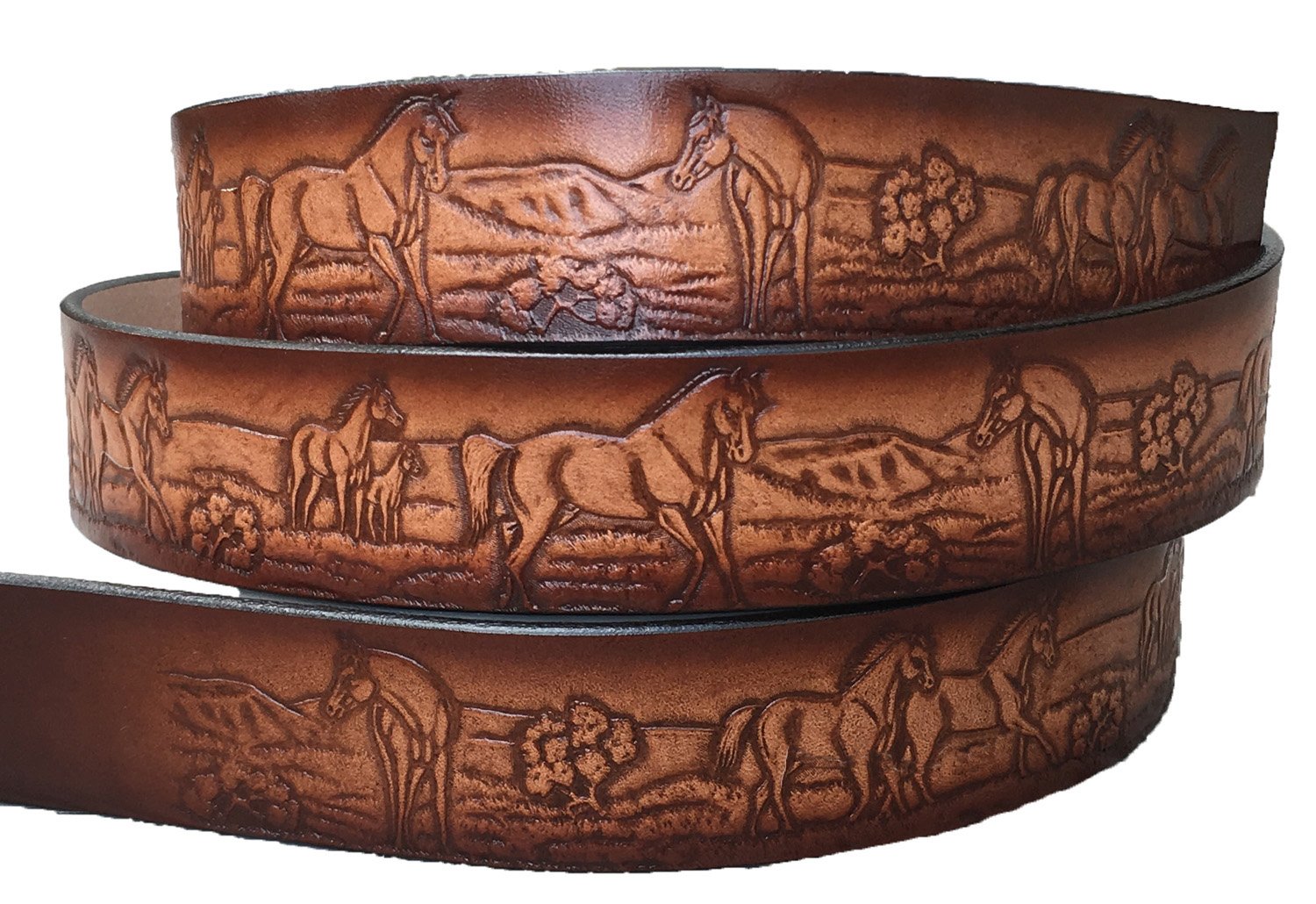 Horse Scene Custom Leather Name Belt Personalized For Men Women - Main Image