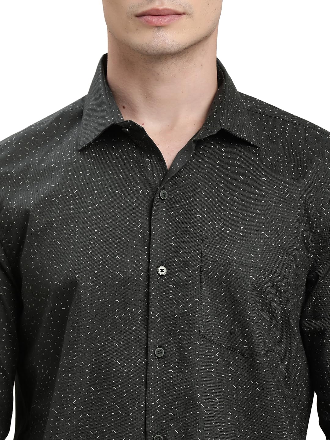 Turtle Camicia formale stampata slim fit da uomo | 100% cotone | manica intera | camicia nera da ufficio