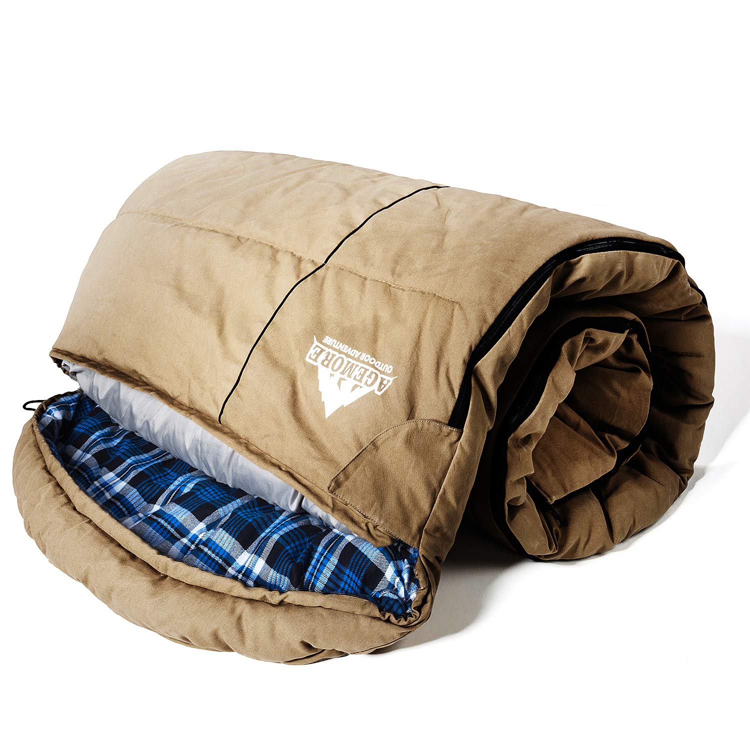 0 Grad Canvas Winterschlafsack für Angeln, Jagd, Reisen und Camping, besonders im kalten Winter im Freien mit herausnehmbarem Flanellfutter und Kompressionstasche