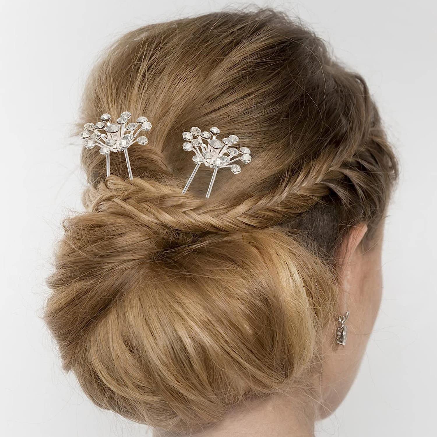 Fermagli for capelli for donna ， 40 pezzi Copricapo con strass Elegante forchetta for capelli Accessorio for spilla da sposa Ragazze Perle Chic Updo Chignon Gypsophila Damigelle d'onore Fiore Clip flo