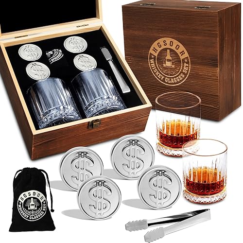 Whiskey Stones Gift Set - Old Fashioned Whiskey Glasses with
