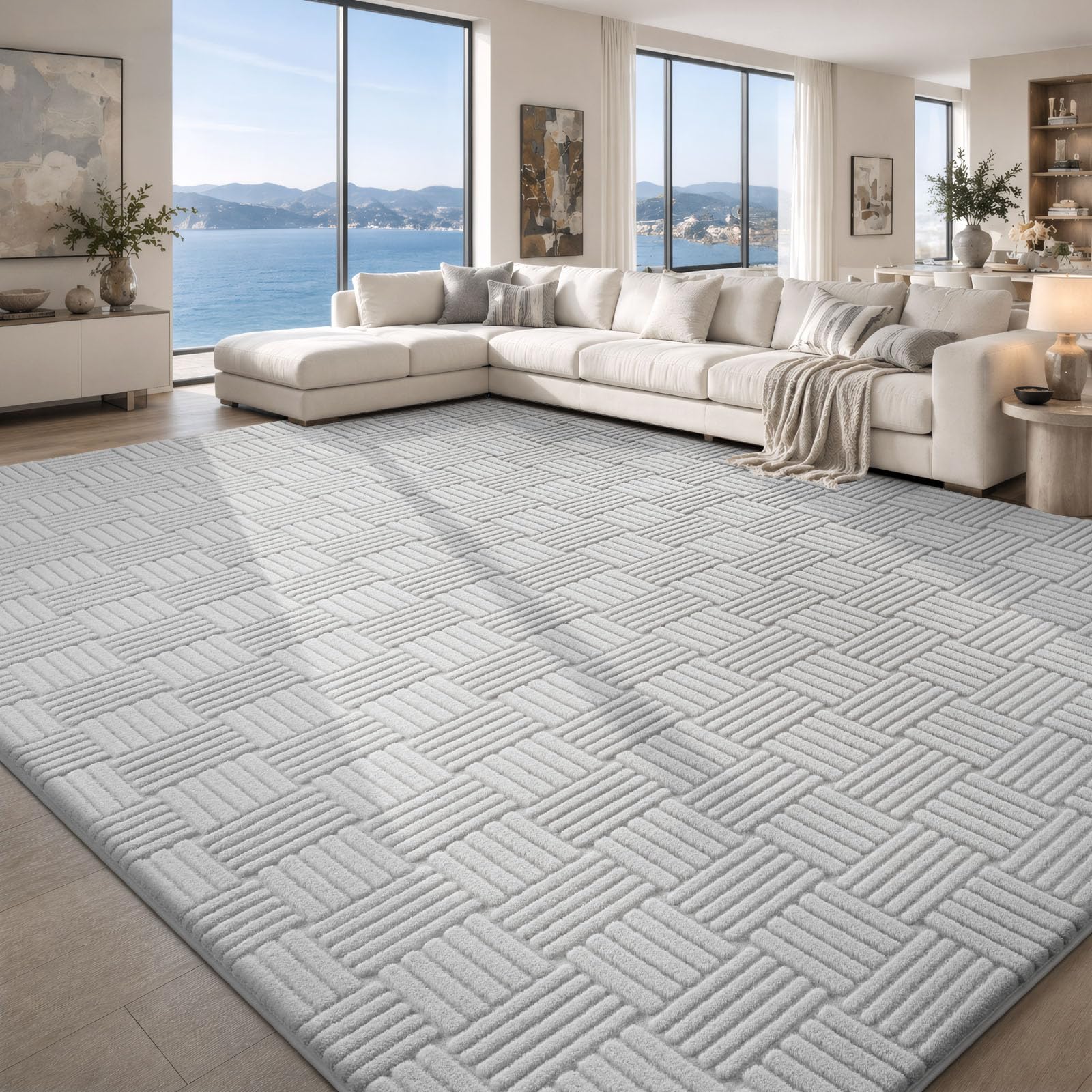 Sour Lemon Rugs for Living Room, 140x200cm Extra Large Fluffy Geometric Rug
