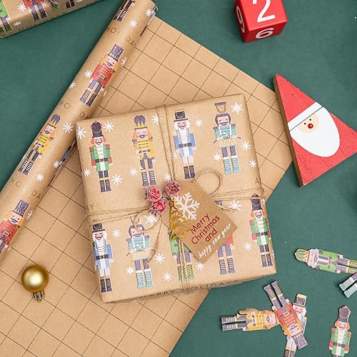 Miniatura 2 de RUSPEPA Papel de regalo de Navidad, rollo de papel kraft jumbo  Diseño de reno a cuadros rojos y verdes para papel de regalo de vacaciones, 30