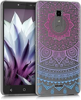 kwmobile TPU Silicone Case for Alcatel A3 XL - Crystal Clear Smartphone Back Case Protective Cover - Blue/Dark Pink/Transparent - coolthings.us