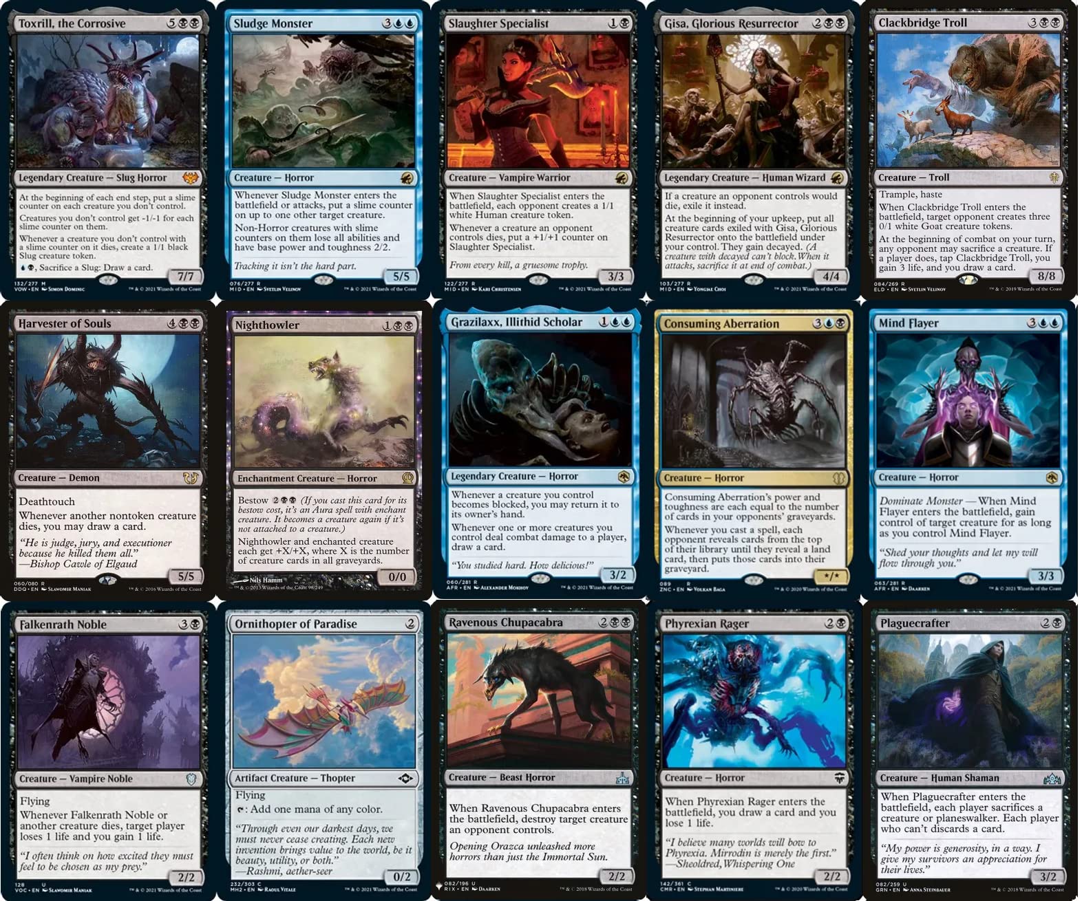 mtg toxrill commander deck MTG Commander Deck EDH Deck Toxrill, the Corrosive 100 Magic Cards Custom  Deck Dimir Control Slugs