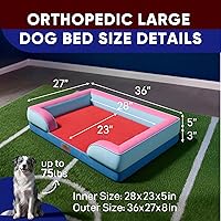 Vista 613 de Comfort Expression Cama ortopédica para perros extra grandes de 45 x 35 pulgadas, cama para mascotas XL de espuma tipo caja de huevos impermeable
