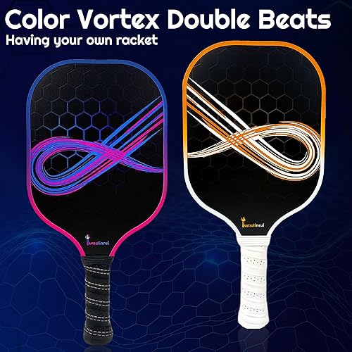 Miniatura 6 de Juego de 2 palas de pickleball compatibles con las reglas de Pickleball de Estados Unidos, raquetas de pickleball de fibra de carbono con núcleo de