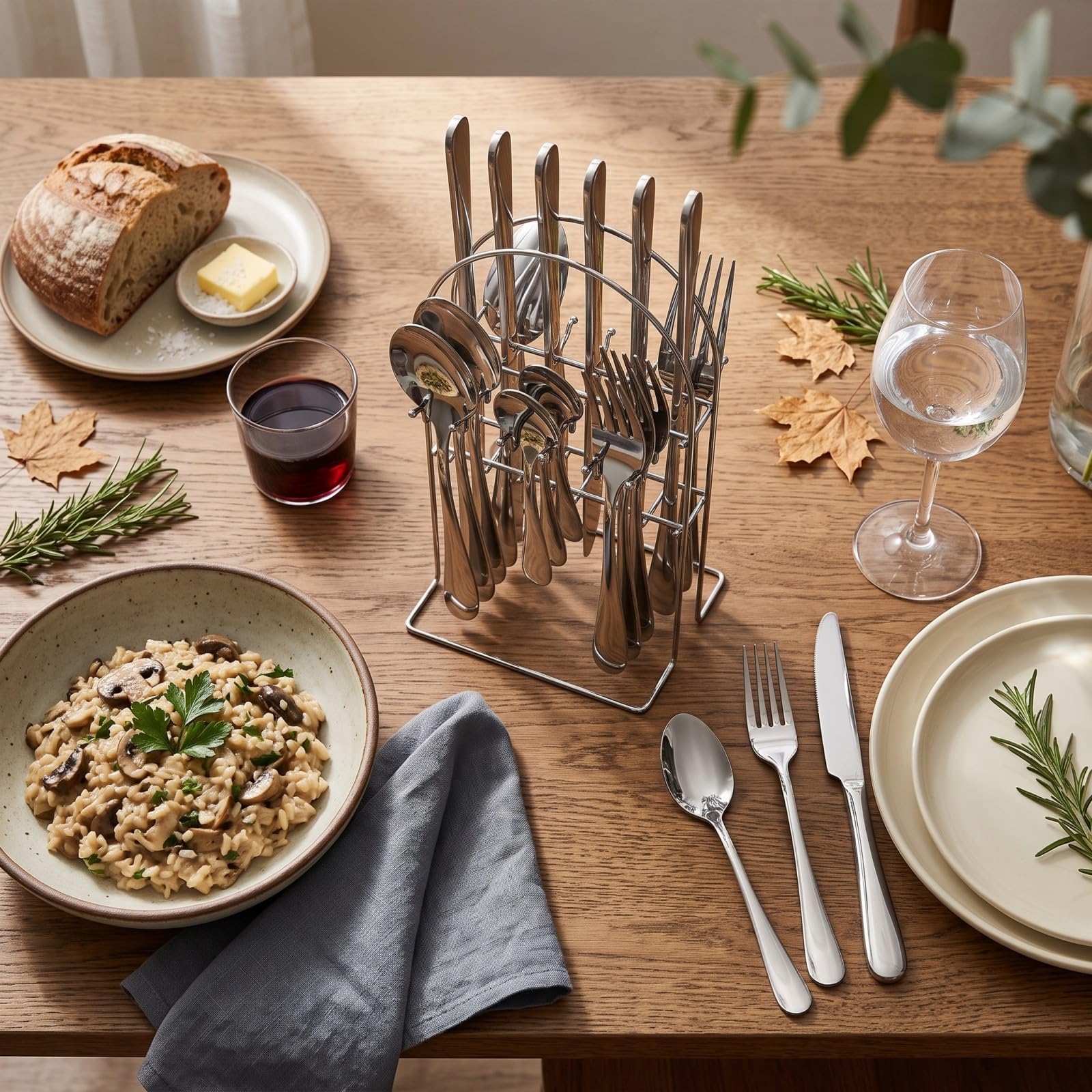 24pcs Ensemble de couverts suspendus en acier inoxydable, ensemble de couverts, ustensiles de cuisine ménagers pour une fête de restauration hôtelière quotidienne