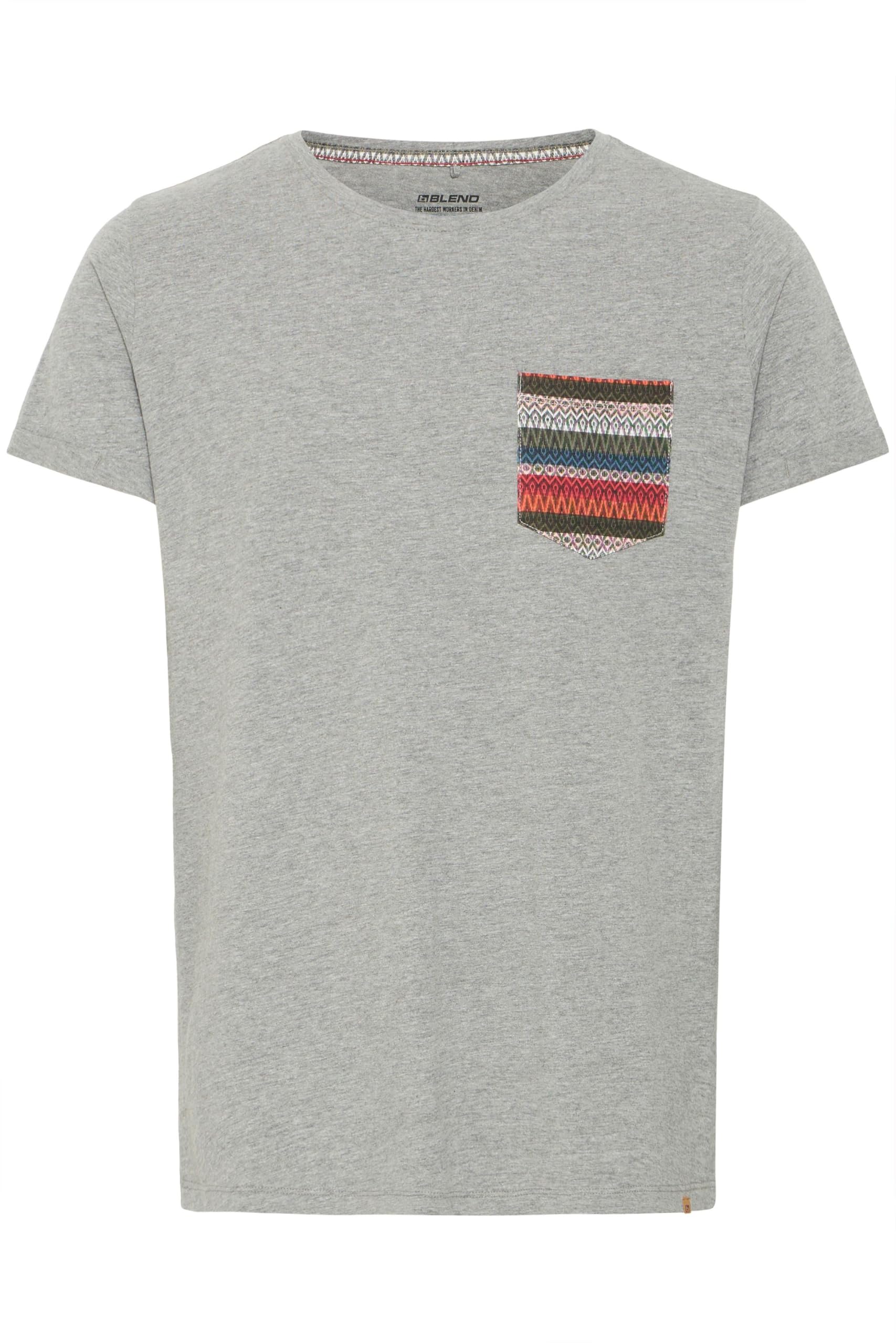Blend BHElandro Herren T-Shirt Kurzarm Shirt mit Inkamuster und Rundhalsausschnitt