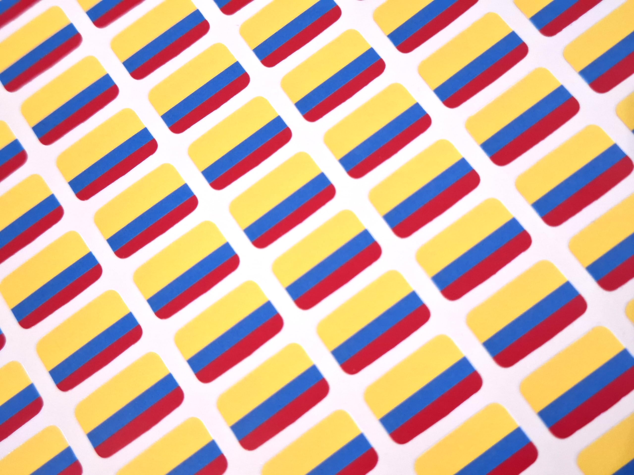 Minilabel Mixed Pack Of 110 Small Mini 16X10mm Colombia Colombian Durable Plastic Flag Stickers, Sticky Labels