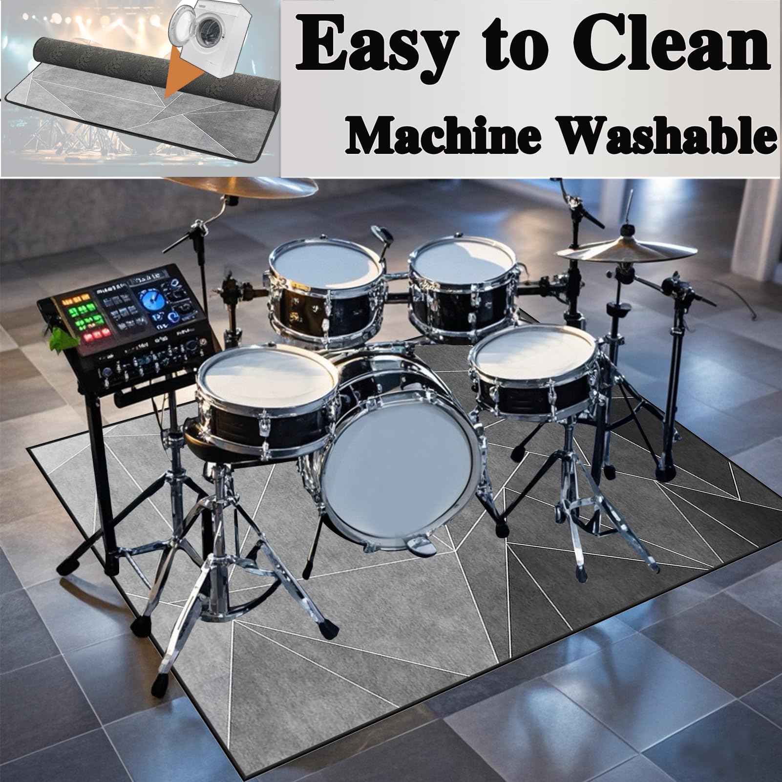 140 x 120 cm Schlagzeugteppich Schallschutz Teppich Drum-Teppich Schallschutzmatte Professionelle Drum Teppich Musikinstrumente Bodenmatte rutschfest Schlagzeugteppiche Trommelteppich