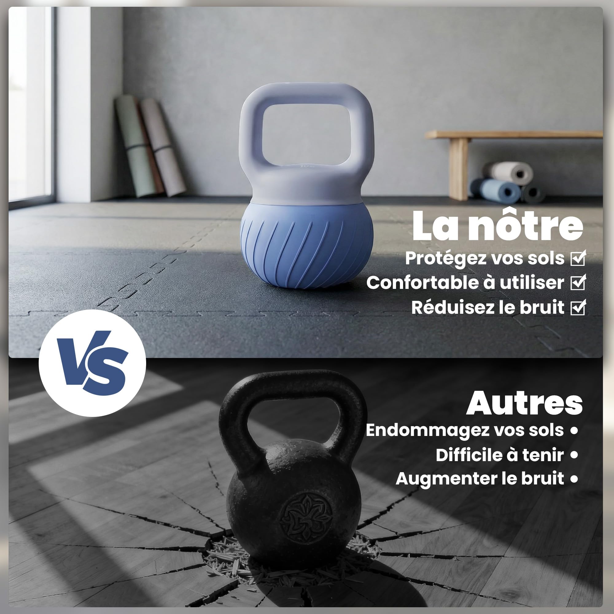SPORTNOW Kettlebell 8/10 kg, Haltère avec Poignée Ergonomique Antidérapante, Haltère à Boule, Musculation, Entraînement, pour Fitness, Gym, Bleu