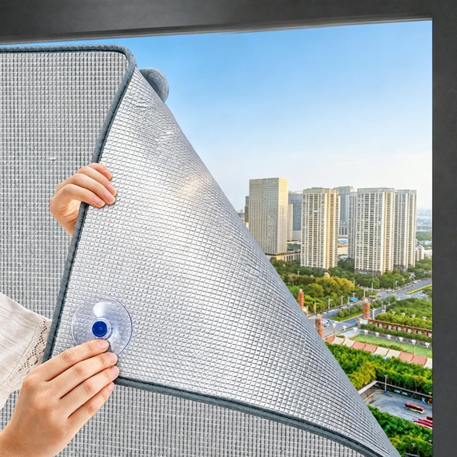 Removable Window Films,Silver Reflective Window Film,Anti Uv Glare Sun Protection Window Tint,Sun Room Aluminum Foil Insulation Foil,Easy to Clean,with Suction Cup (115x150cm)