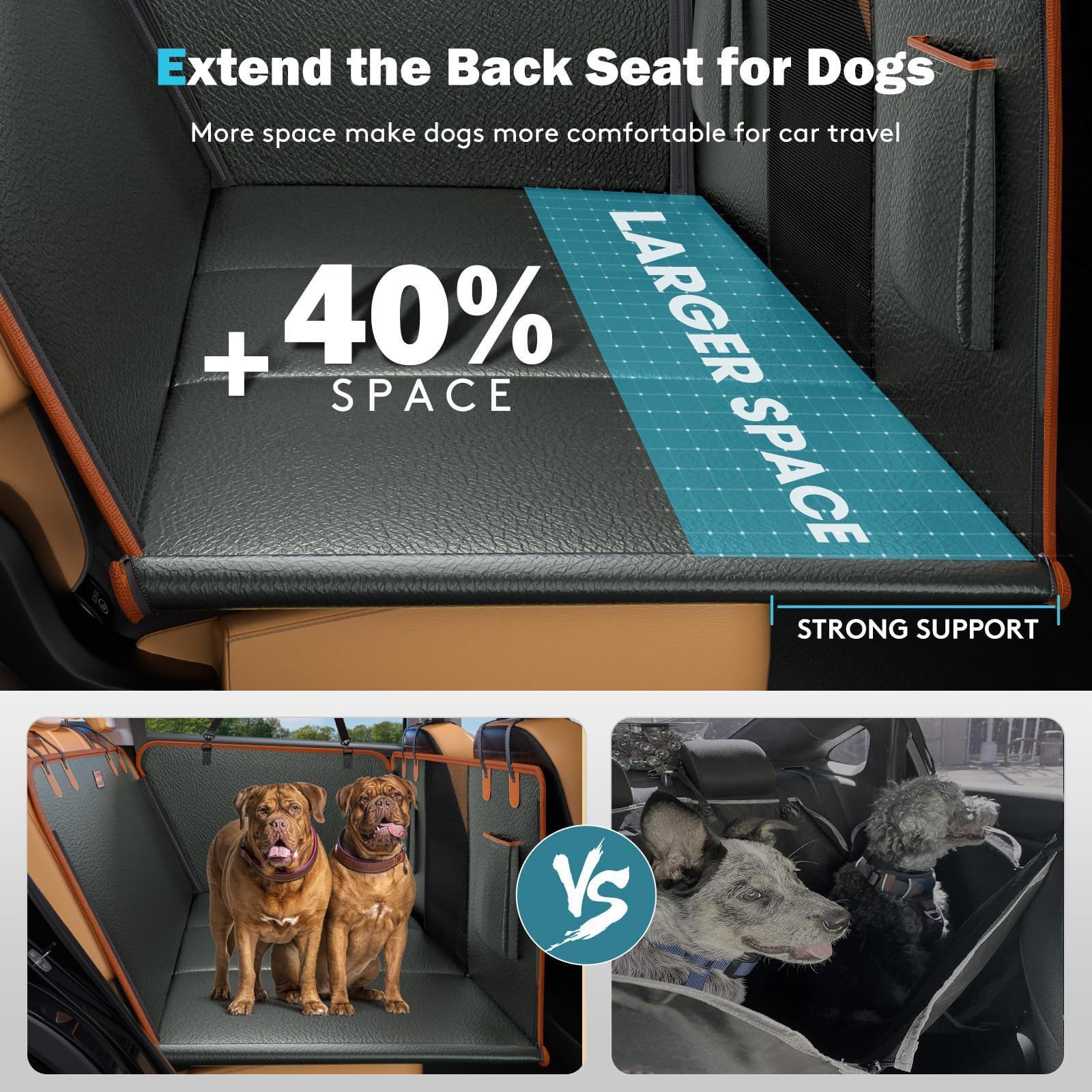 JUZELY Hundedecke Auto Rückbank für Toyota Runner Sequoia 4Runner RAV4 Hilux, Auto Hundedecke Rücksitz mit Netzfenster Und Verstaumöglichkeiten, Einfache Montage