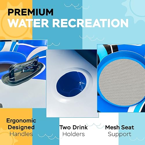 Miniatura 5 de Sunlite Sports - Tubo inflable de alta resistencia para río, flotador de agua de alta calidad para descansar sobre el lago y el río, balsa acuática