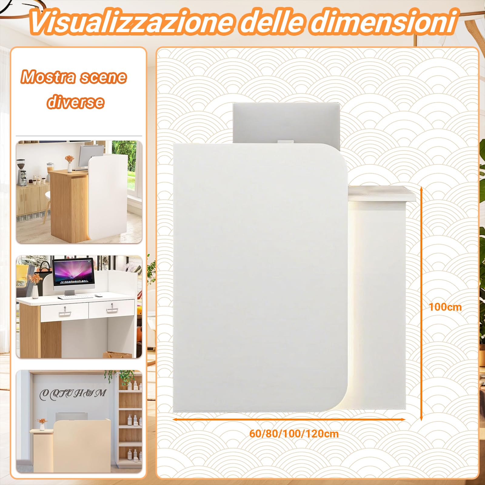 Bancone Negozio Cassa Tavolo, Reception Estetica, Banco Reception Ufficio, per Ufficio,Hotel,Negozi di Abbigliamento,Pasticcerie,Frutterie(Nero)