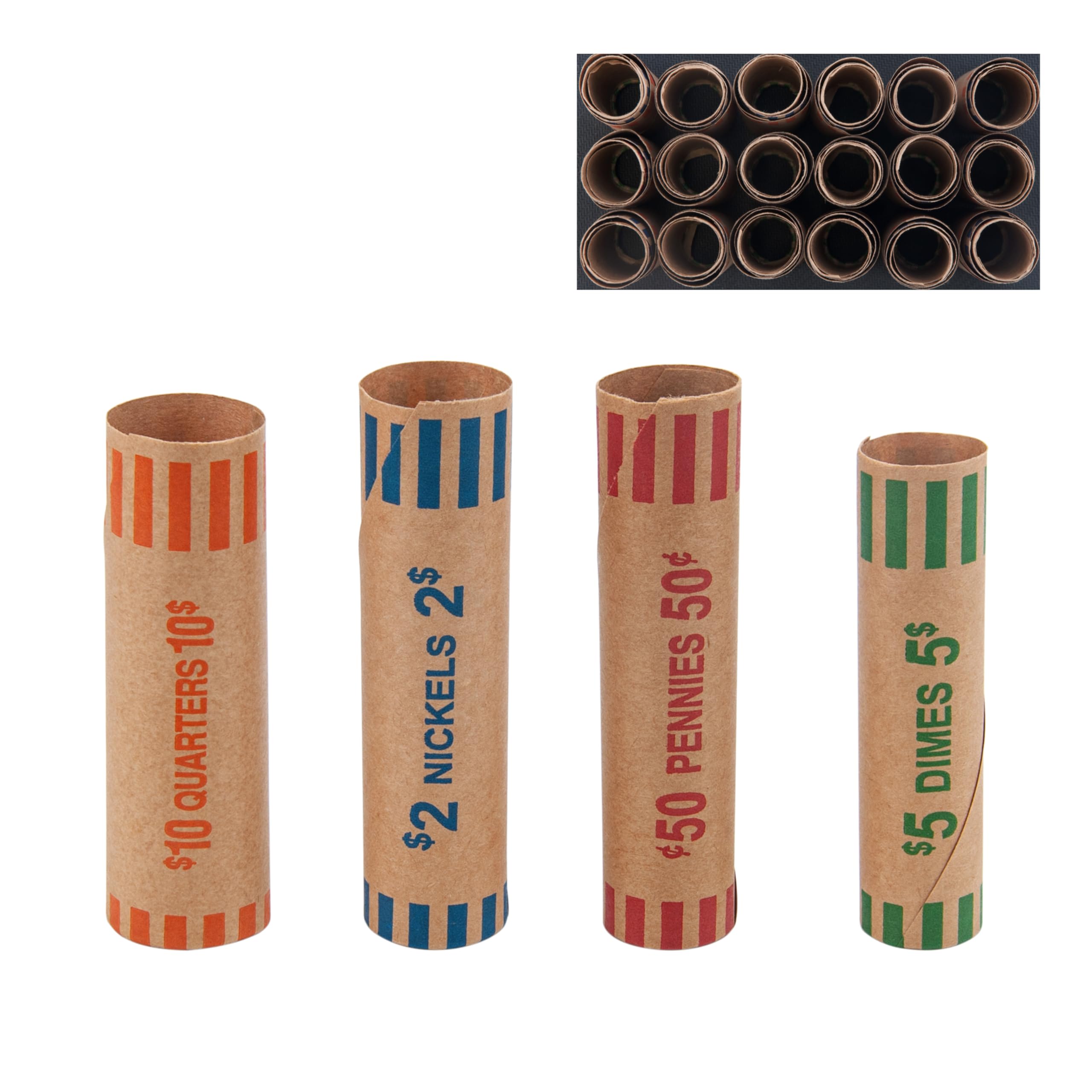L LIKED Verschiedene vorgeformte Münzrollenwickler – Viertel, Pennies, Nickel und Dimes (128 sortierte x 24 Boxen)