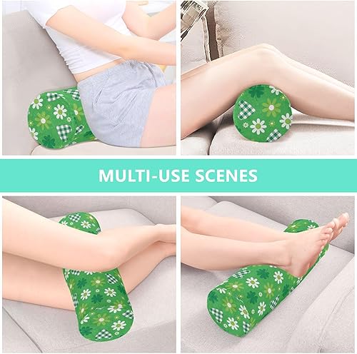 Miniatura 7 de J JOYSAY Almohadas de cuello redondo con diseño de corazones verdes para aliviar el dolor, almohada cervical redonda con cremallera para aliviar el