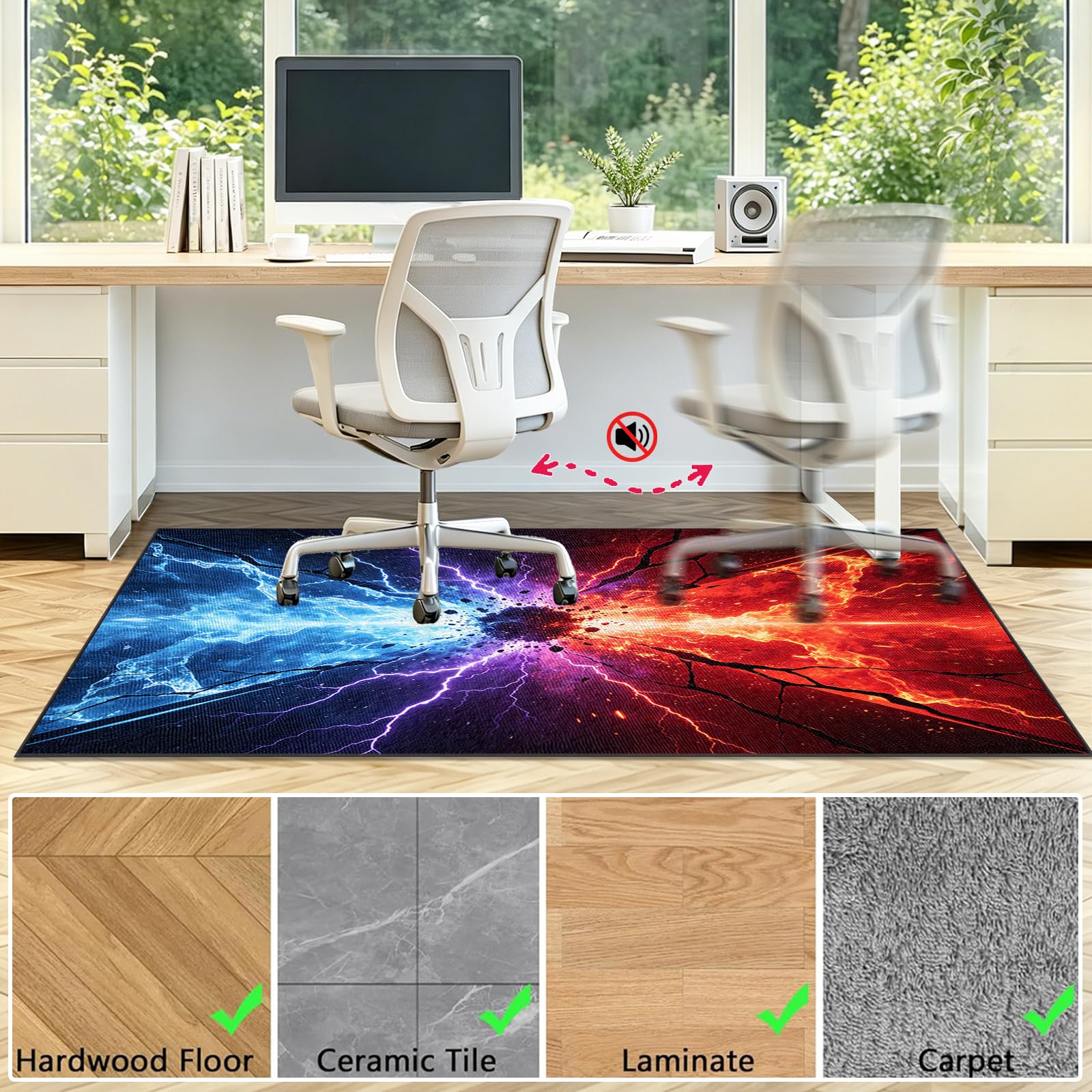 Protector Suelo Silla Suelo Duro Ruedas 200x300cm | Alfombra Silla Ruedas Gaming Protector Suelo, Resistente a Arañazos, Reducción del Ruido, Alfombrilla Protectora para Suelo