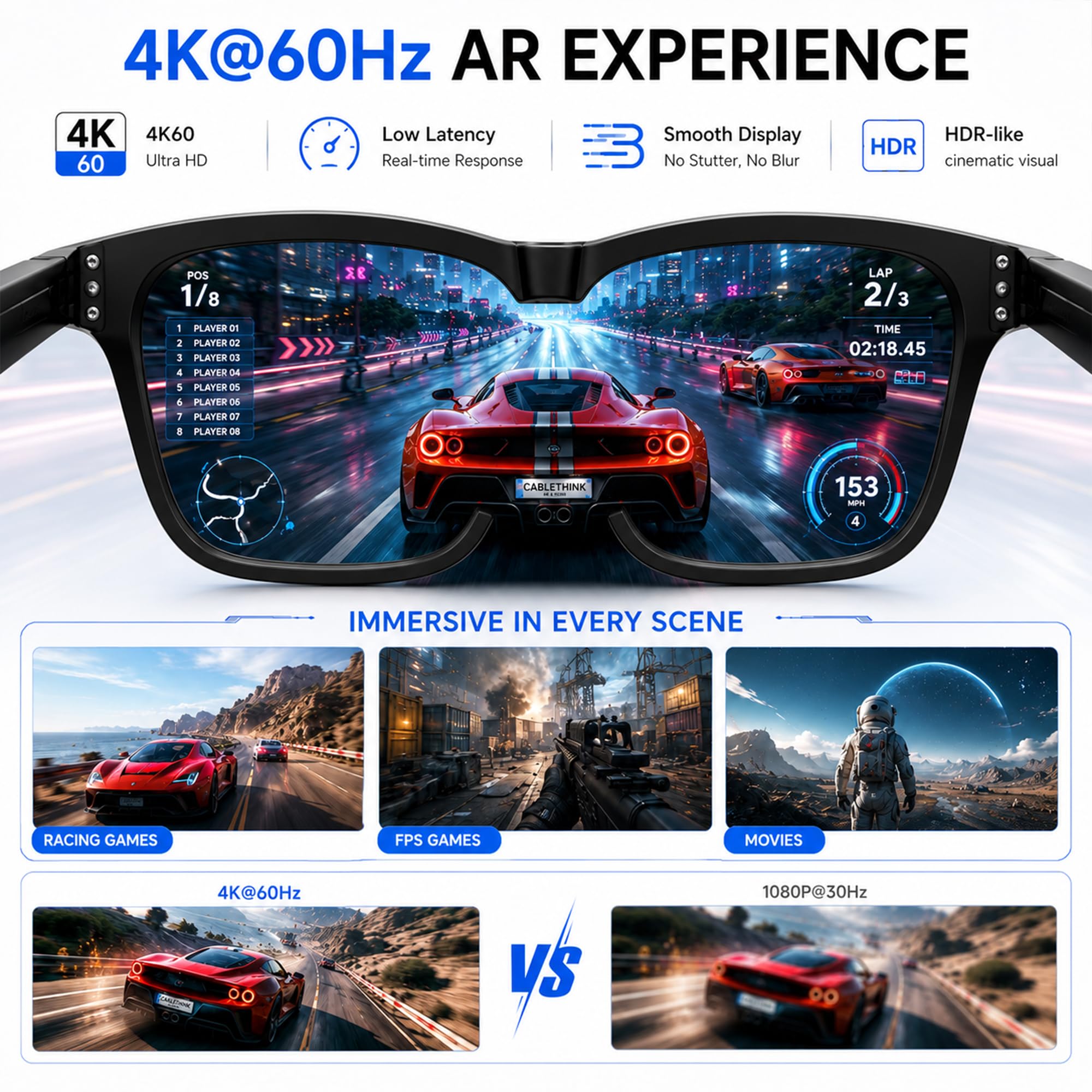 Guermok AR Glasses HDMI to USB-C Display Adapter, 4.9ft 4K@60Hz Play and Charge AR Converter with DC 5V, for XREAL One/Air 2 Pro/RayNeo/Rokid, Switch 2/1, Xbox1, PS4/5, Portable Monitors, Silver