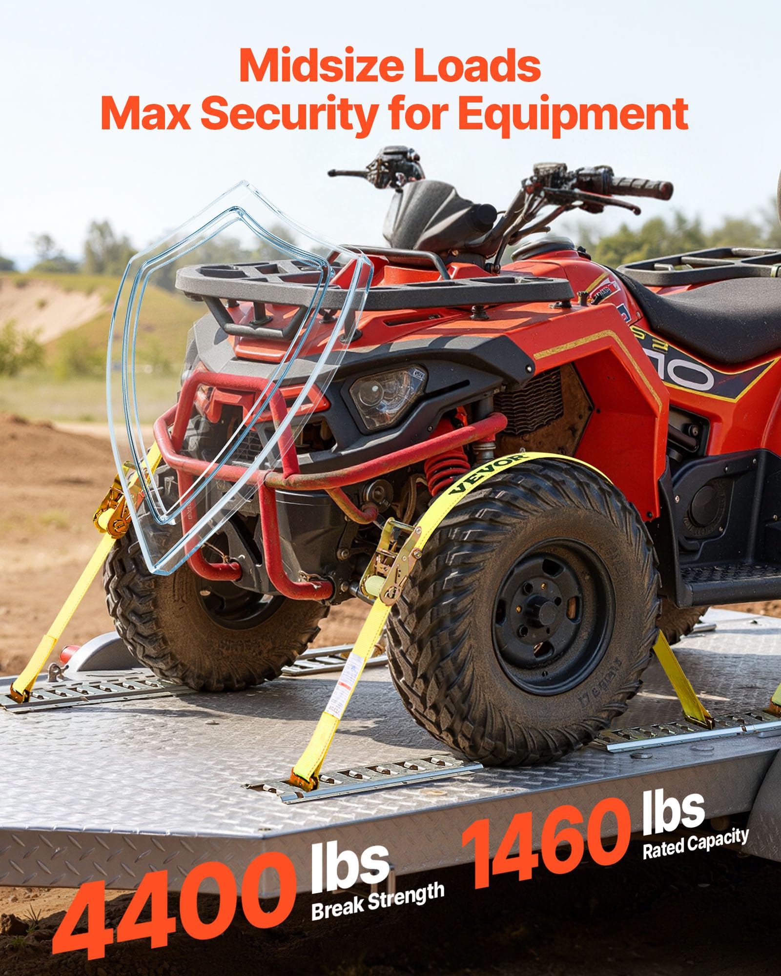 VEVOR Correas de Amarre con Trinquete E-Track 4,57 m x 5 cm Correas de Pista E 8 Piezas Cinturón de Poliéster y Trinquete de Acero Amarre de E-Track para Motocicletas Portaequipajes Camiones Remolques