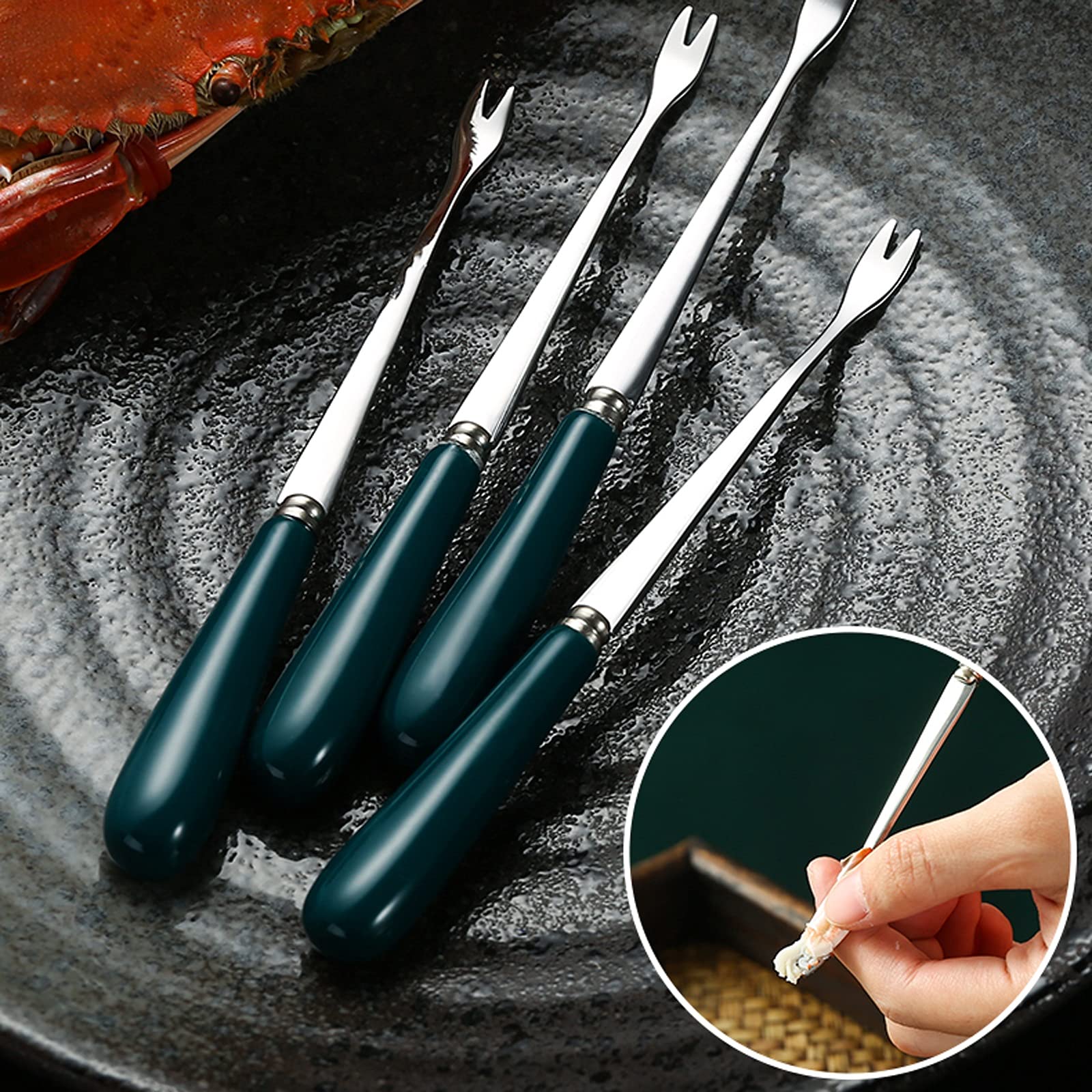 Set di Strumenti per Frutti di Mare Set a forche di pesce multifunzione e set di pickaxe comprende 2 forchette di pesce e 2 raccolti di pesce anche come cucchiaio e forchetta da dessert Strumenti di G