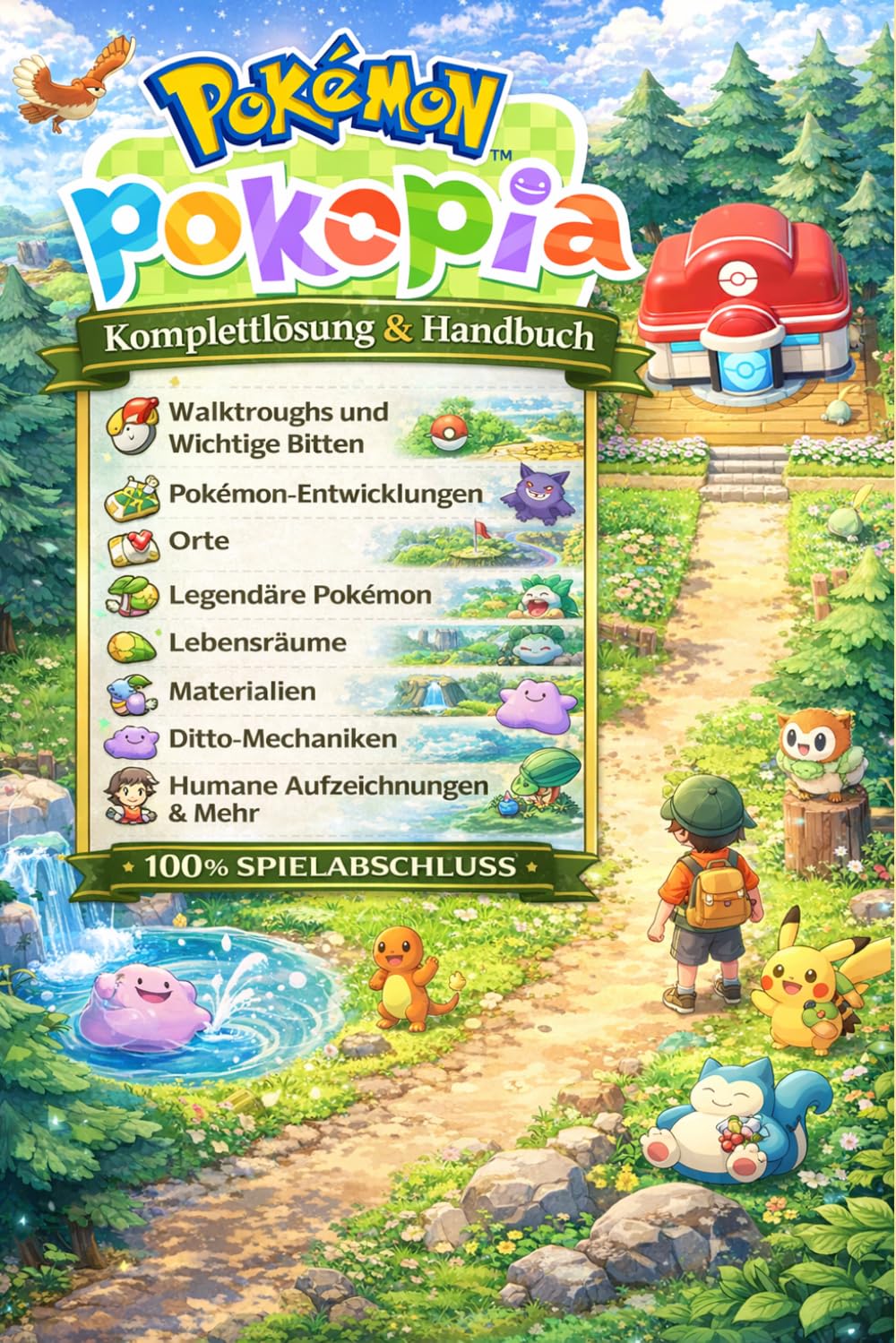 Pokémon Pokopia KOMPLETTLÖSUNG AND STRATEGIEHANDBUCH: Offizielle Komplett, Legendäre Pokémon-Entwicklung, Fundorte, Lebensräume, Materialien, ... Aufzeichnungen & 100 % Spielabschluss