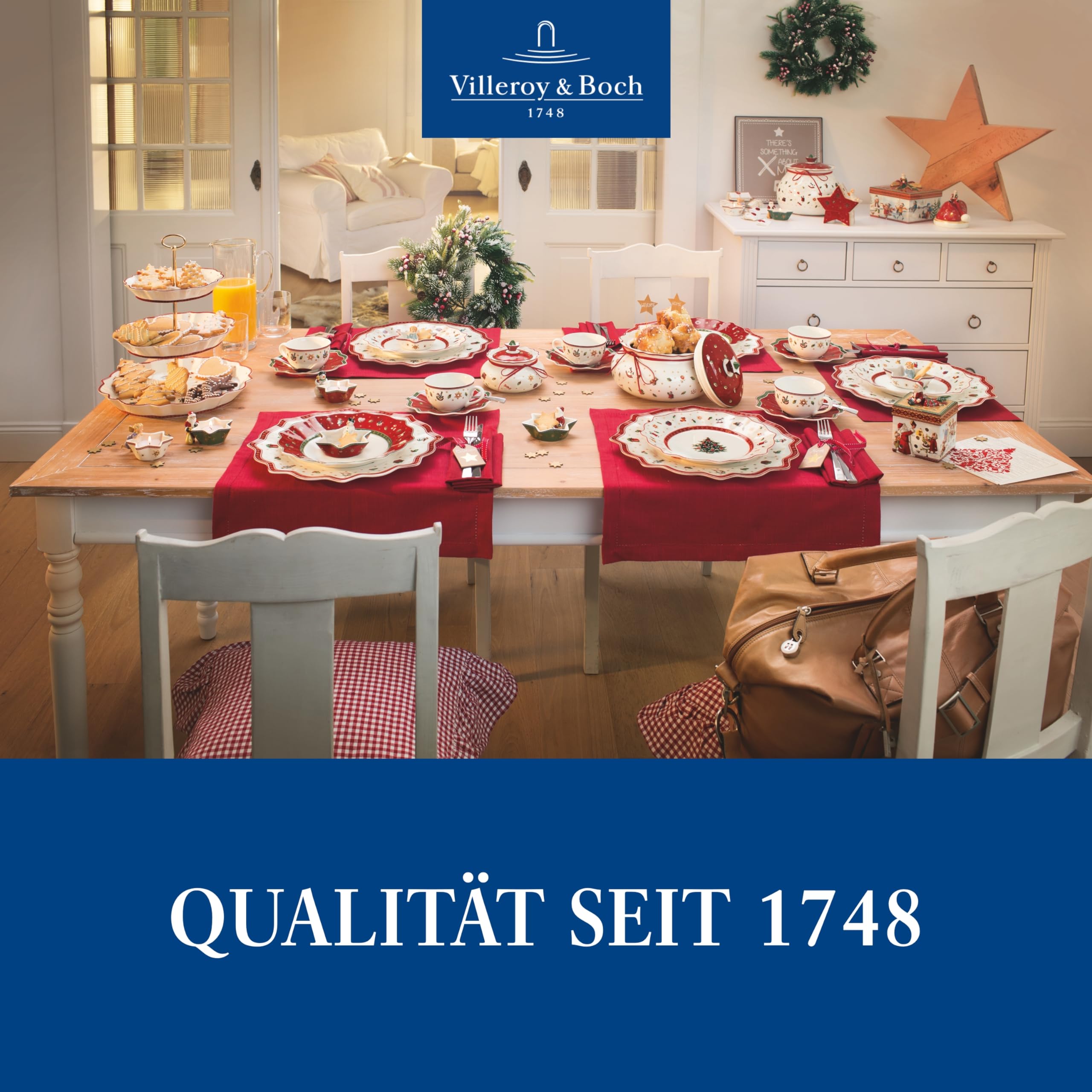 Villeroy & Boch – Toy's Delight Teller Set 8 Teilig, Speiseteller und Frühstücksteller, Geschirr Weihnachten Set, Essteller, Weihnachtsgeschirr, Weihnachtsteller Set 4 Personen Toys, Porzellan