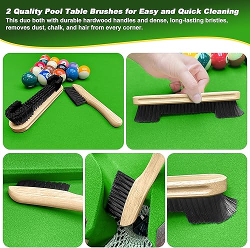 Miniatura 5 de Kit de accesorios para mesa de billar juego de 10 piezas con 2 cepillos de mesa de billar, 2 paños de pulido de virola, 2 polacos de taco y paños de