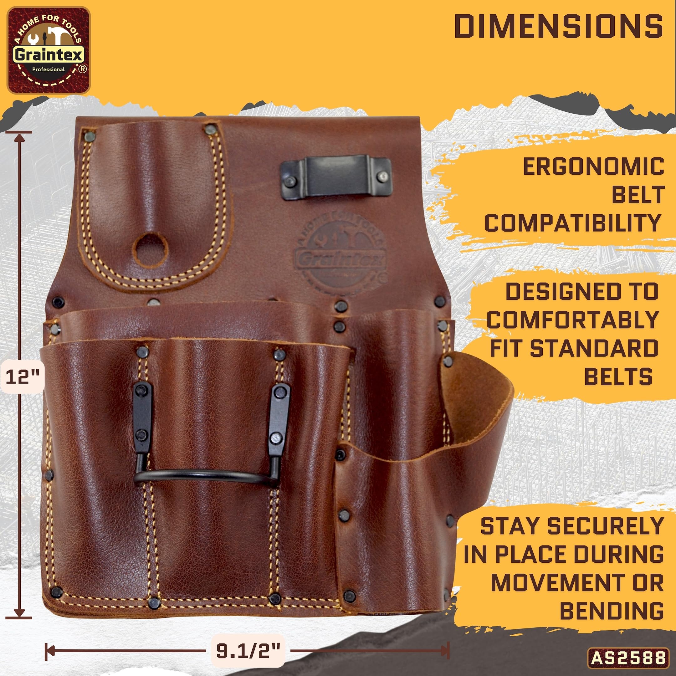 Graintex AS2588 Ambassador Series etui z płyt gipsowo-kartonowych dla leworęcznych górny licowa skóra