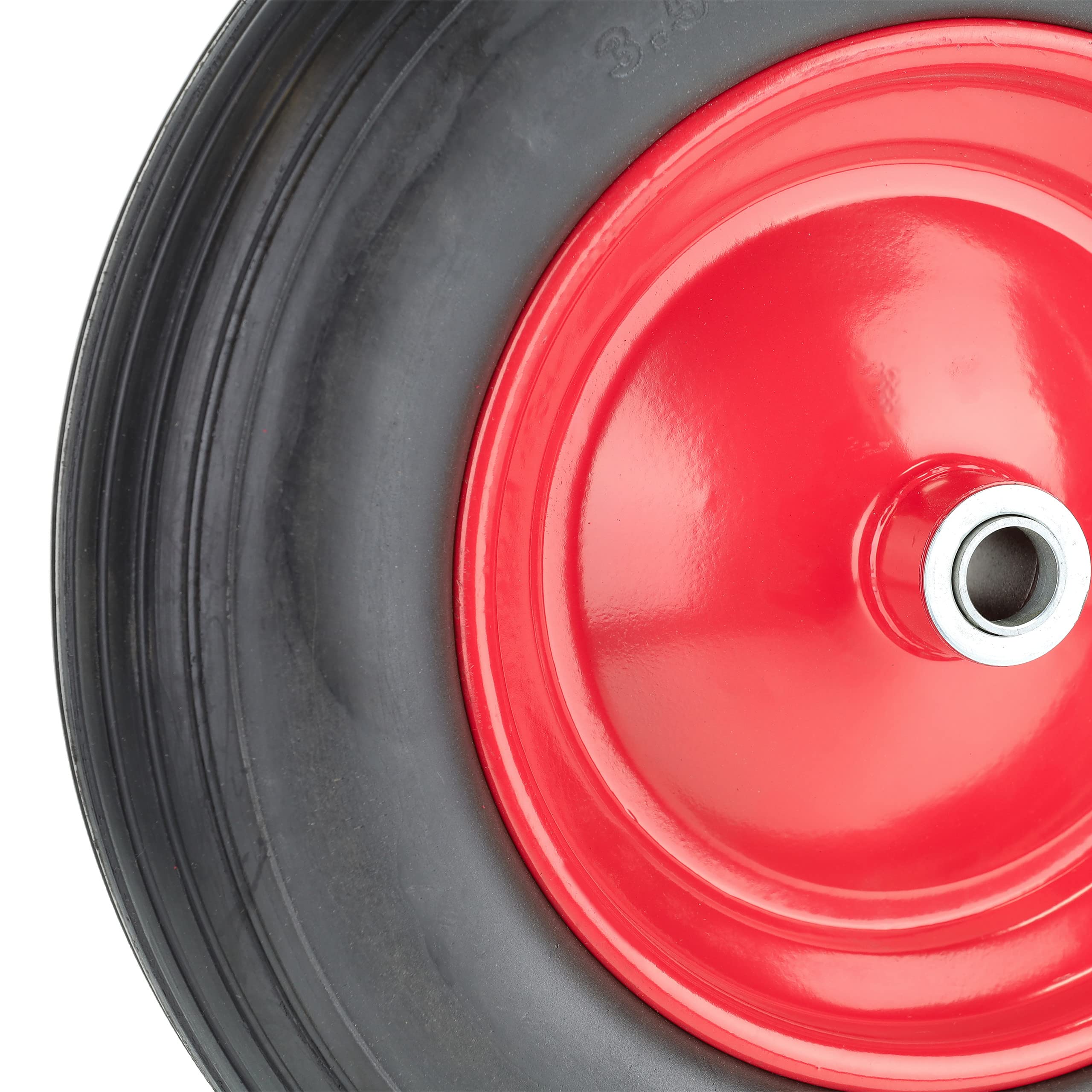 Relaxdays Roue de brouette 3.50-8, Pneu en Caoutchouc, Jante Acier, increvable, Charge maximale : 100 kg, Noir et Rouge
