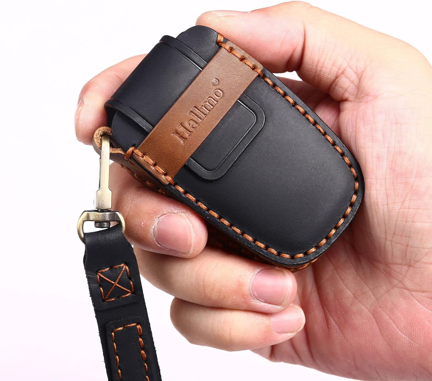 SANRILY Leather Key Fob Cover for Toyota C-HR 2021 Prius Keyless Entry Remote Smart Key Protector Case with Keychains Blue