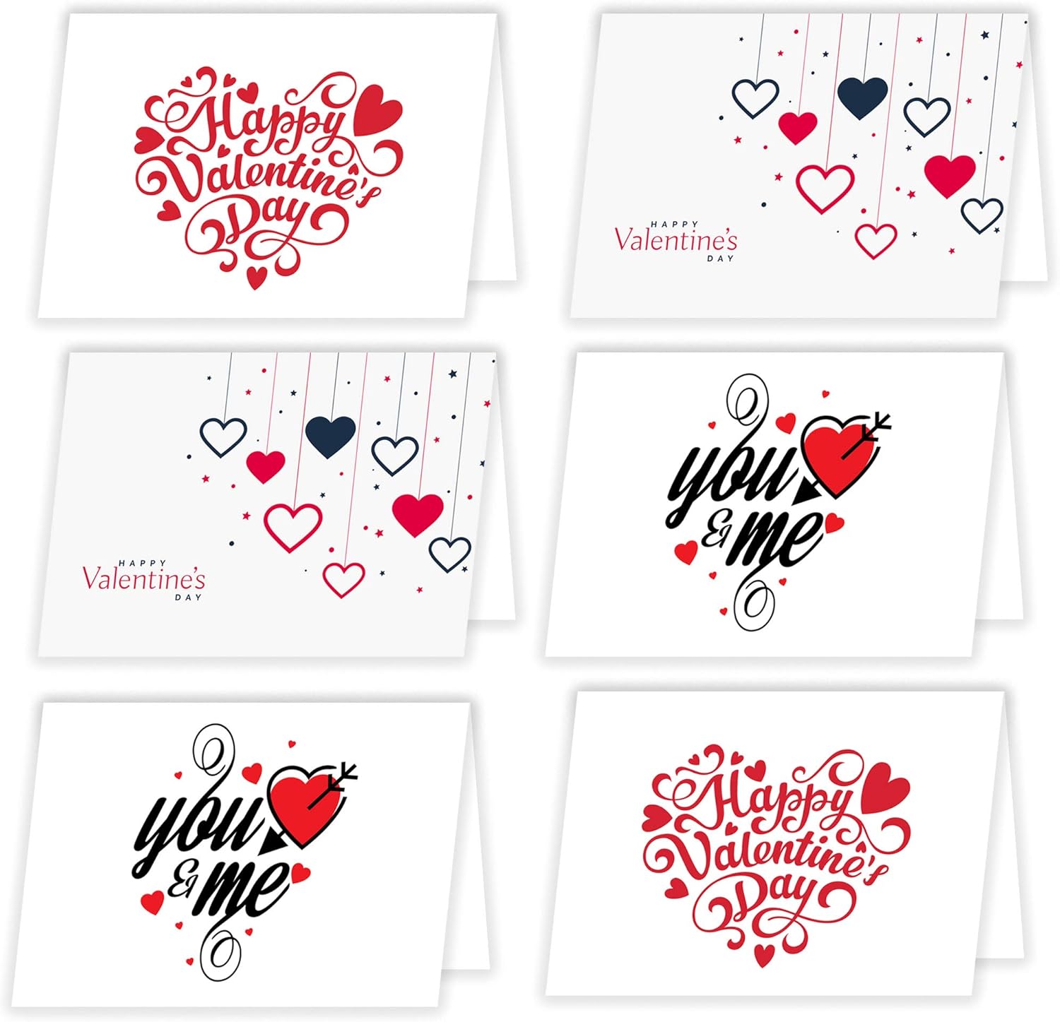 Happy Valentines Day Greeting Cards - 15 Cards & Pink Envelopes - 3 Card Assortment 5 of each design - 100% Made in the U.S.A. (Simple Valentine)
