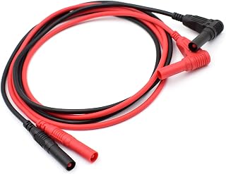 1 Pair Digital Multimeter Test Lead Male to Male Extension Right Angle to Straight 4mm Banana Plug Connectors Meter Leads Silicone Wires Adapter 14 AWG[ 3 Feet]