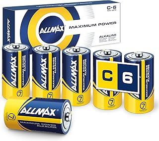 Allmax C Maximum Power Alkaline Batteries (6 Count) – Ultra Long-Lasting, Leakproof Design, 7-Year Shelf Life, Maximum Performance (1.5V)
