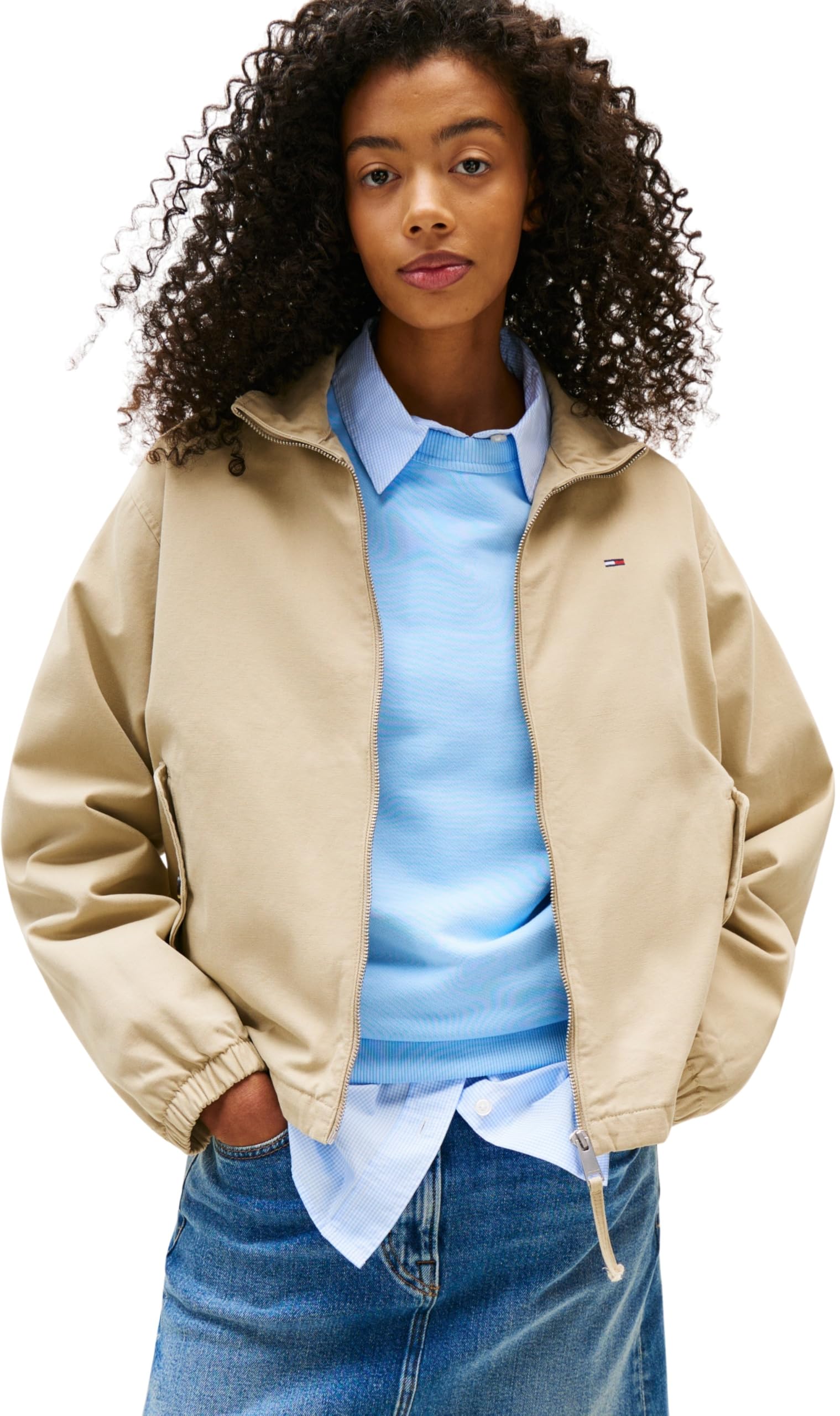 Tommy Jeans Womens Tjw Reg Zip Cotton Ext Dw0dw20526 Other Jackets, Khaki (Silt), UK