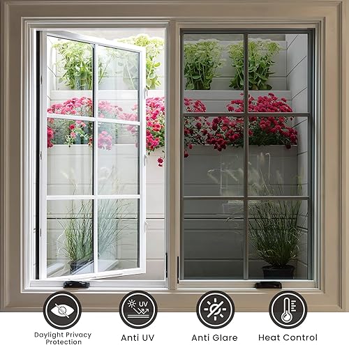 Miniatura 2 de Window Privacy Film,Window Tinting Film for Home Sun Blocking,Window Tinting Cover One Way Heat Control Window Mirror Reflective Film with Free