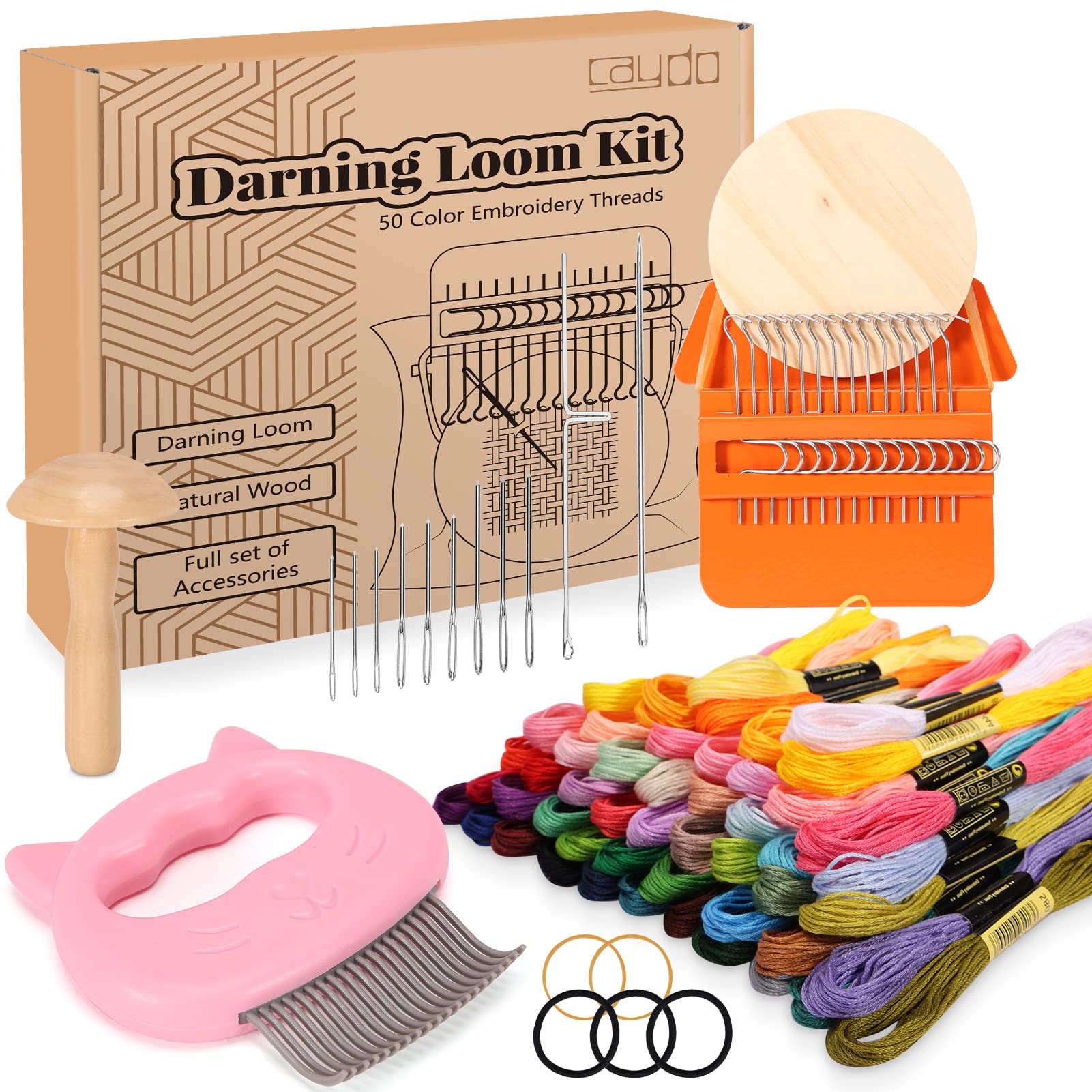 Caydo Speedweve Kit per Mini Telaio da Rammendo con Fungo da Rammendo per Calzini e Uovo per Principianti, Riparazione di Jeans e Calzini, Modelli Fai-da-te, Riparazione di Vestiti