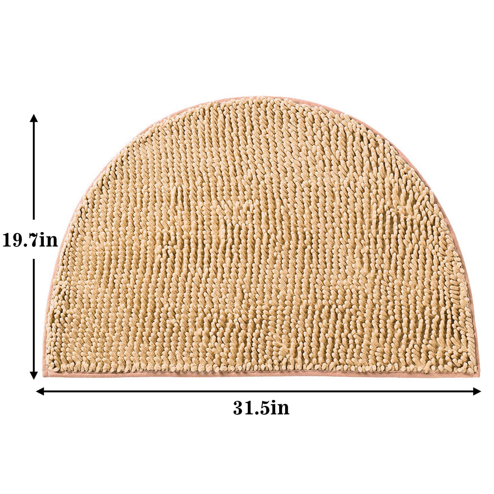 Halbrunde Badematte, rutschfest, beige, Badezimmerteppiche, halbrund, Chenille, Badteppich, wasserabsorbierende Bodenmatten für Kinder, ultraweich, waschbar, Badezimmer, trocken, schnell,