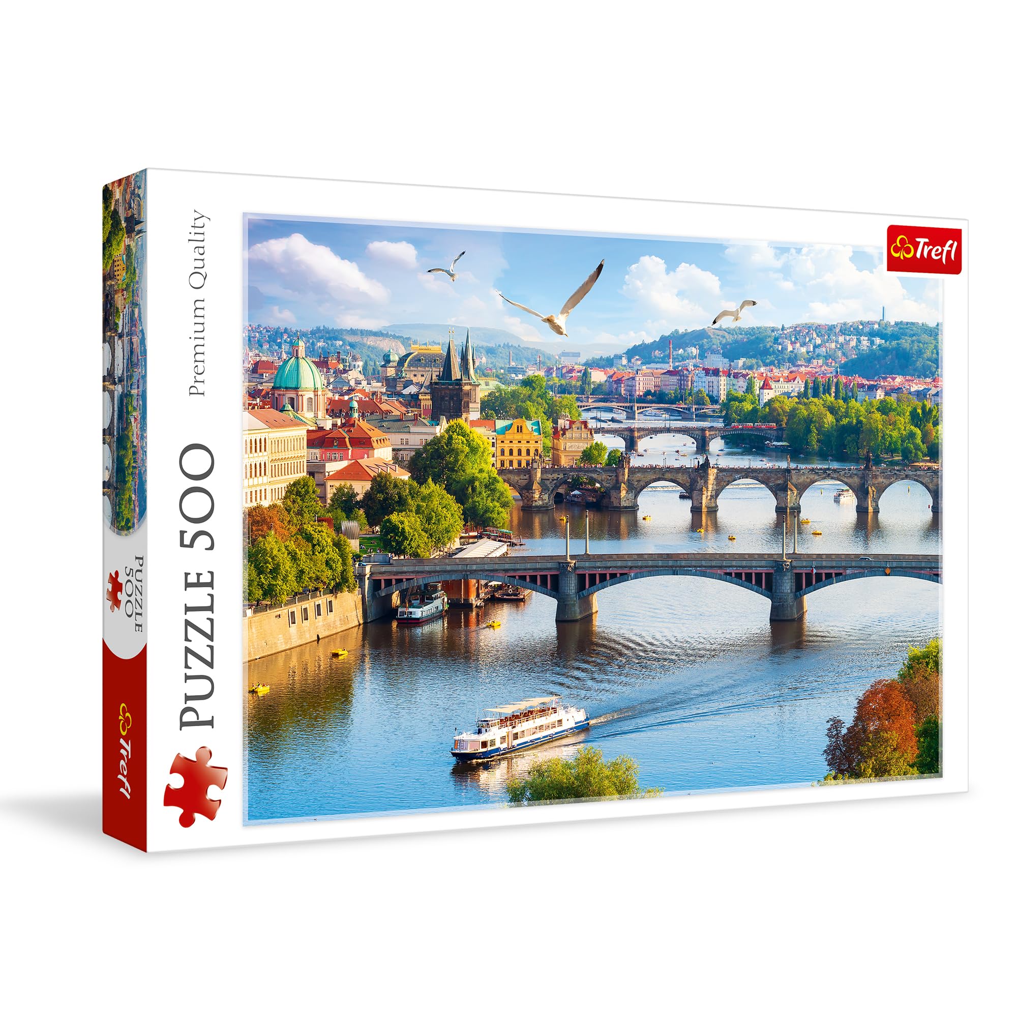 Trefl Prague, Czech Republic 500 Piece Jigsaw Puzzle Red 19"x13" Print, DIY, Creative Fun, Classic Puzzle for Adults and Children from 10 Years Old