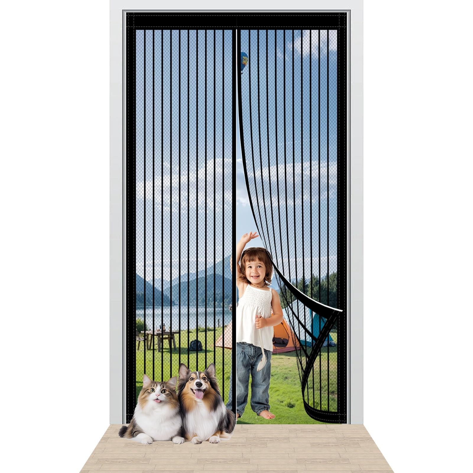 Moustiquaire porte fenetre magnetique maille ultra fine noire