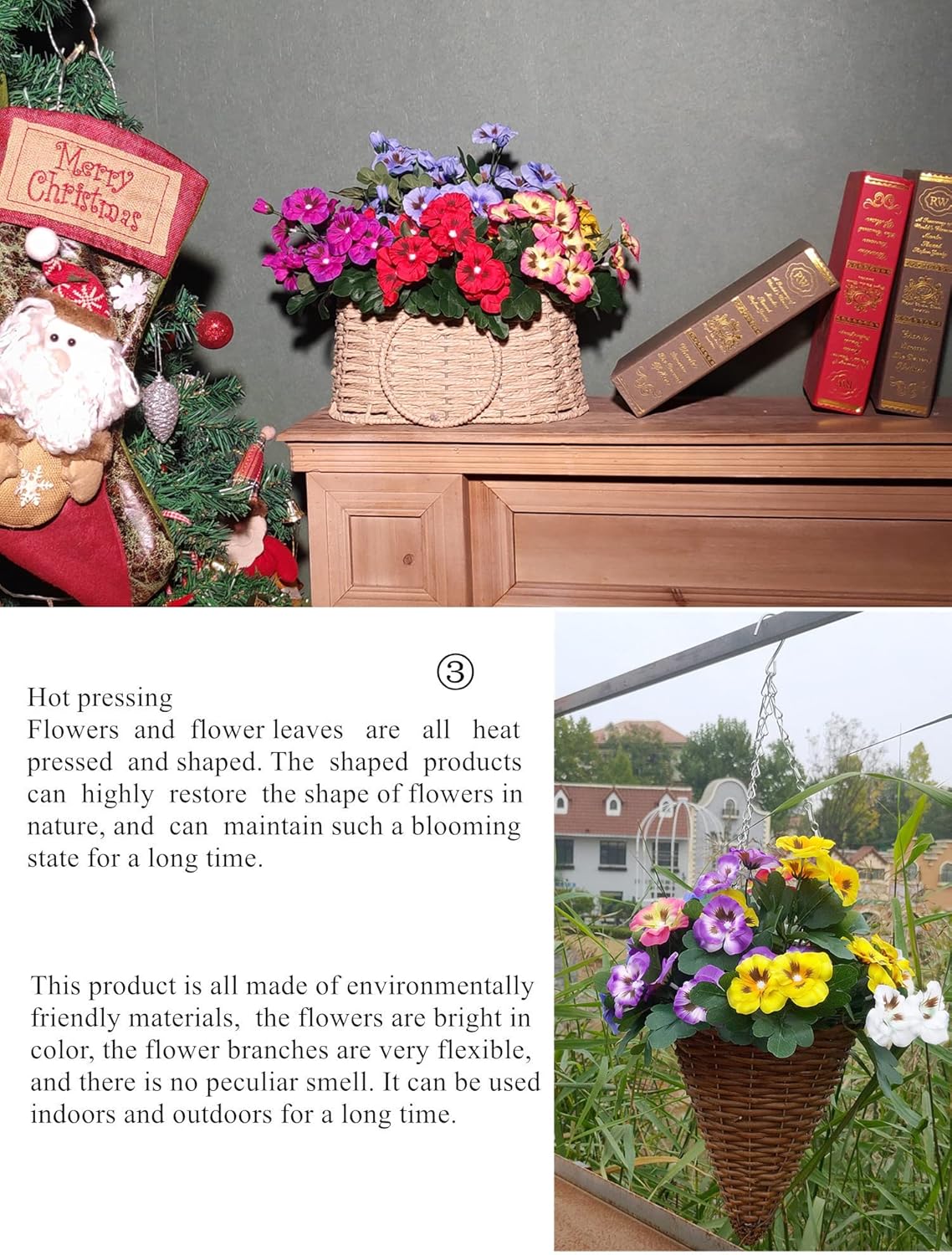 QIANYUN 12 Bundles Artificial Flowers Outdoor UV Resistant Artificial Pansies Faux Plastic Flower in Bulk Fake Outdoor Plants (12, White/Purple/Blue/Yellow) - Image 3