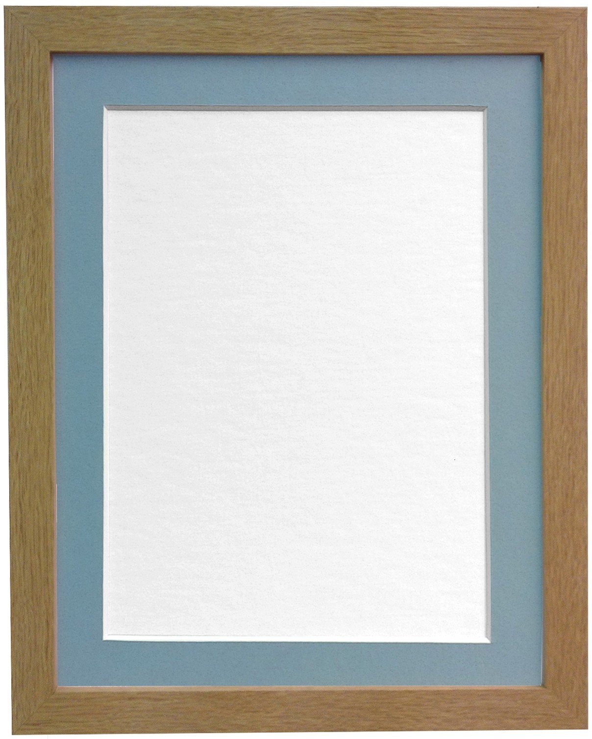 H7 Oak Picture Photo Frame with Light Blue Mount 24 x 18 For Image size 18 x 12 inch
