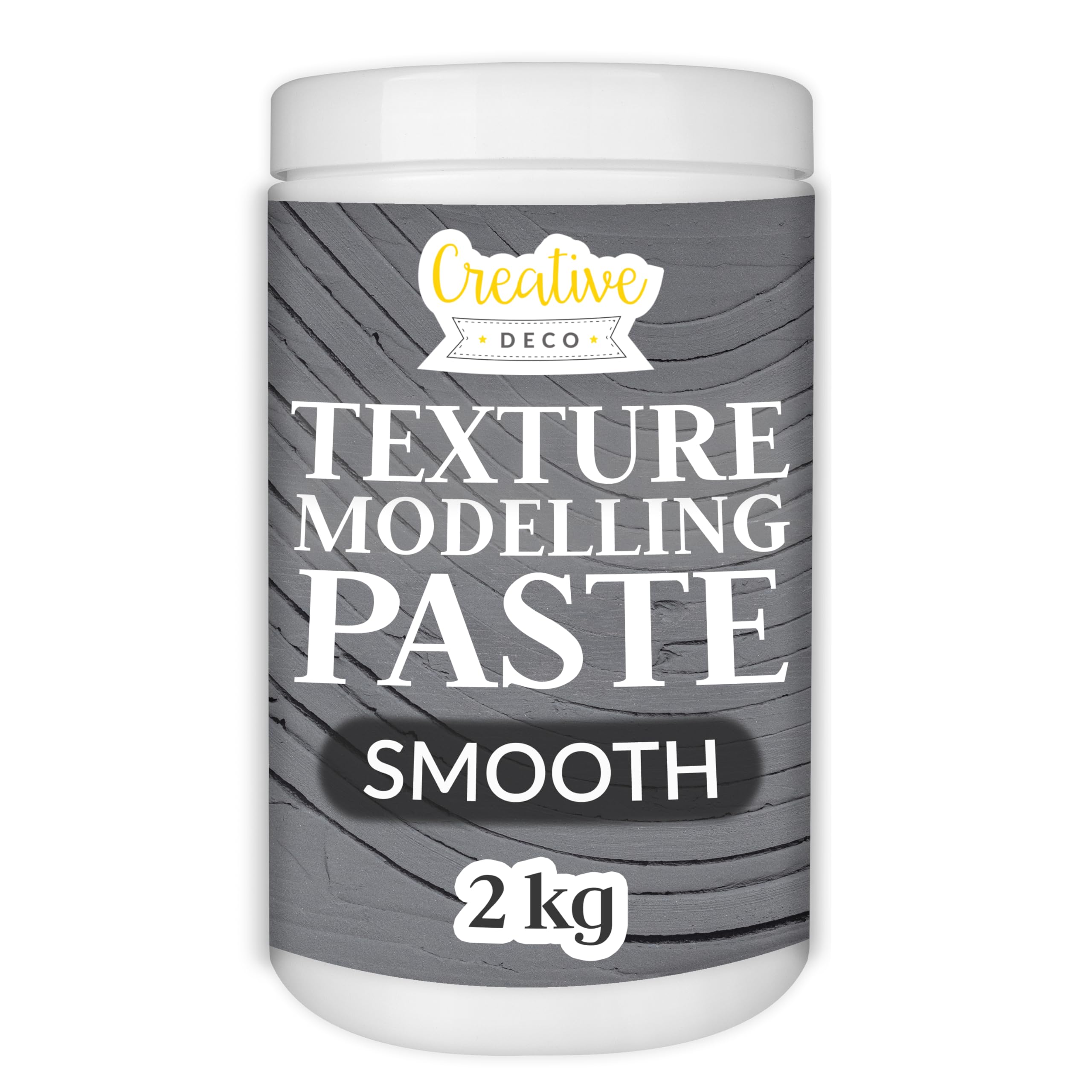 Creative Deco Modelling Paste Smooth Paste | 2 kg | Dark Grey Paste | Texture Paste Acrylic Paint Structural Paste Medium for Art Project, DIY, 3D Effect, Structure, Texture